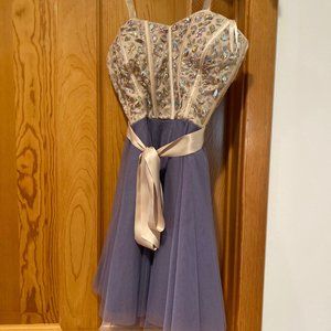 Short light purple sequined strapless dress size 7 by Nights by Teeze Me
